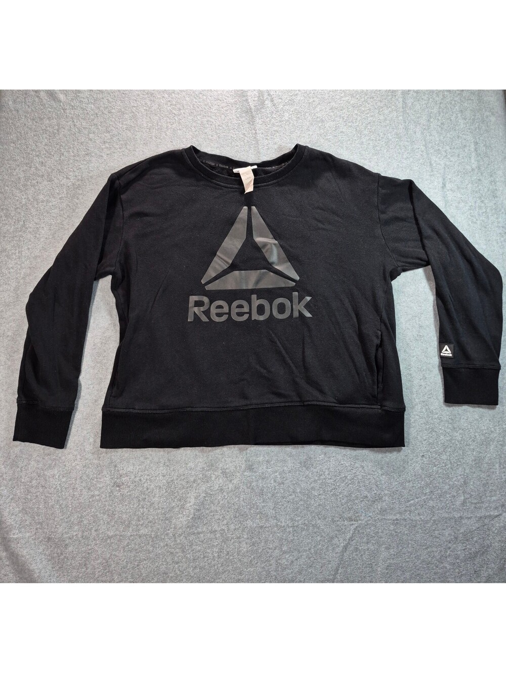 Reebok Black Logo Sweatshirt Size L Crewneck Pullover